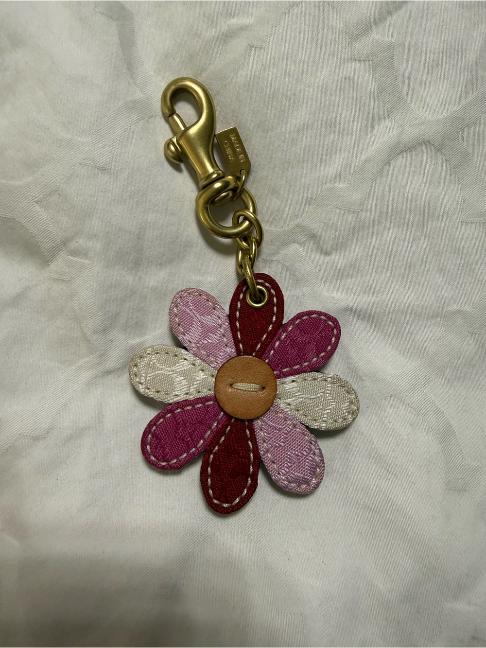 Vintage COACH Bag Charm in Pink, Burgundy & Cream